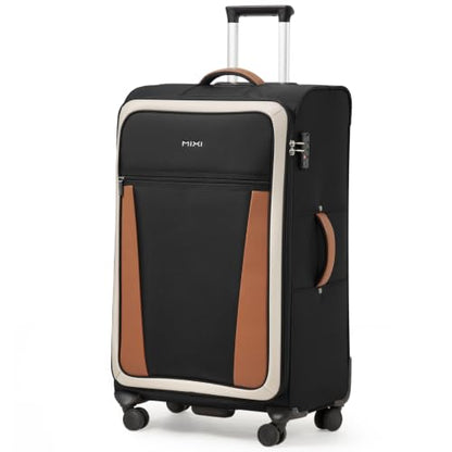 mixi 28 Inch Softside Checked Luggage, Black-Off White - color: Black-Off White, size: 28-Inch Checked in