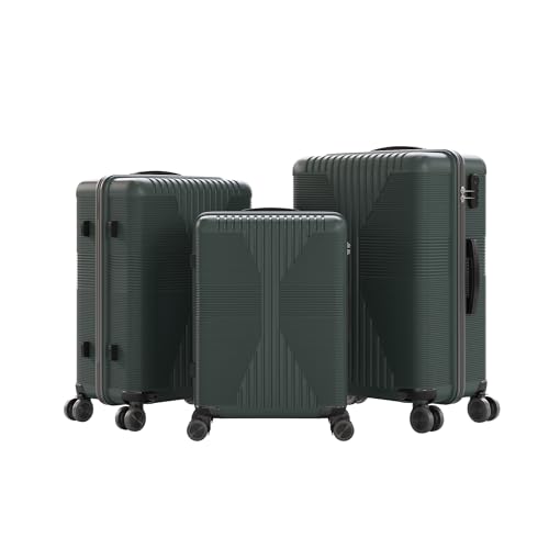 Karl home PP Hard Case Luggage Sets 3 Piece, Black, 20"/24"/28" - color: Dark Green, size: 3 Piece Set (20in/24in/28in)