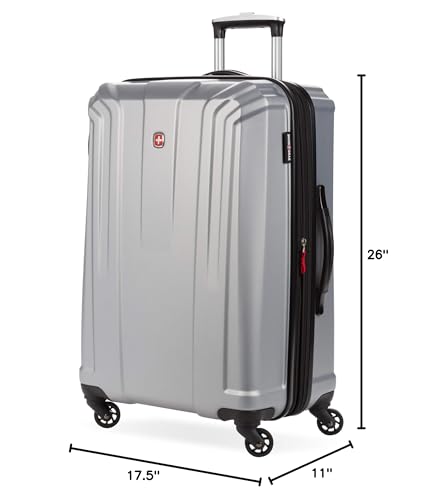SwissGear 3750 Hardside Luggage with Spinner Wheels, Silver, Checked-Medium 23-Inch - size: Checked-Medium 23-Inch