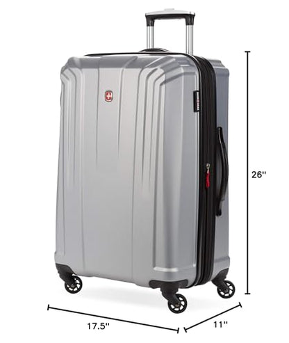 SwissGear 3750 Hardside Luggage with Spinner Wheels, Silver, Checked-Medium 23-Inch - size: Checked-Medium 23-Inch