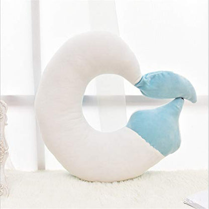 Travel Pillows Planes Fox Animal U-Shaped Neck Pillow Plush Fur Warm Cartoon Comfortable Luggage Pillow for Airplanes Car Train (A-Blue) - color: A-blue