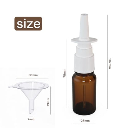 6 Pack 10ml Glass Nasal Spray Bottles Mist Sprayer, Travel Sized Empty Refillable Sprayers Nasal Cleanser, With Funnels (10ml (6pcs)) - color: 10ml (6pcs)