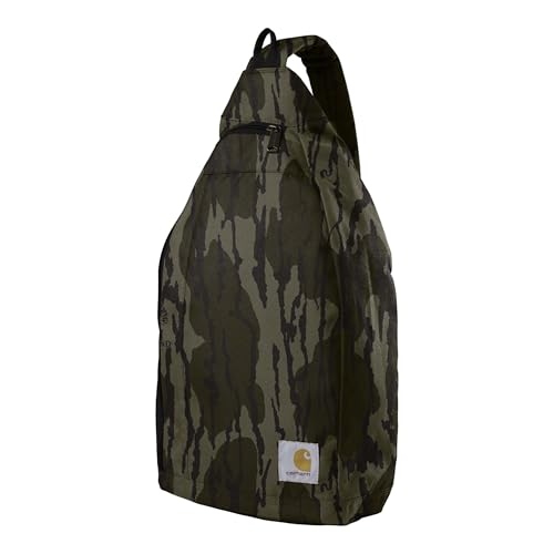 Carhartt Durable Sling Bag, Crossbody Backpack with Side Release Buckle, Tablet Sleeve and Adjustable Strap, Mossy Oak Bottomlands, 10L - color: Mossy Oak Bottomlands