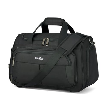 HanTrip 16 Inch Under Seat Carry On Duffle Bag for Airplanes, Black - color: Black, size: Carry-on 16.5-Inch