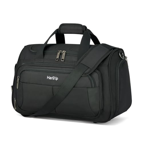 HanTrip 16 Inch Under Seat Carry On Duffle Bag for Airplanes, Black - color: Black, size: Carry-on 16.5-Inch
