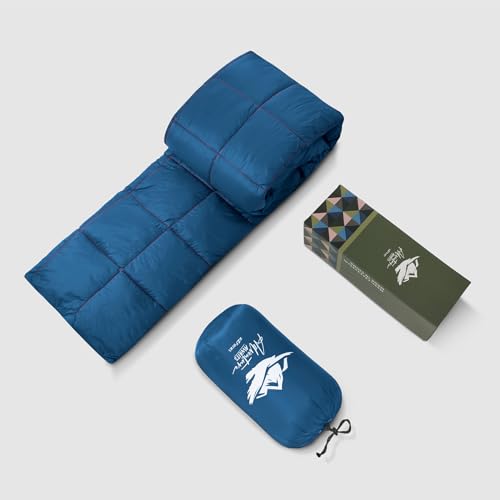 Large Camping Blanket Lightweight Puffy Camp Blanket - color: Navy, size: 52x75"