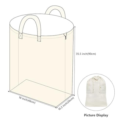 Laundry Basket Liner Replacement Bag,Large Heavy Duty Bag 18"WX10.2"DX35.5H - color: Beige,2pcs