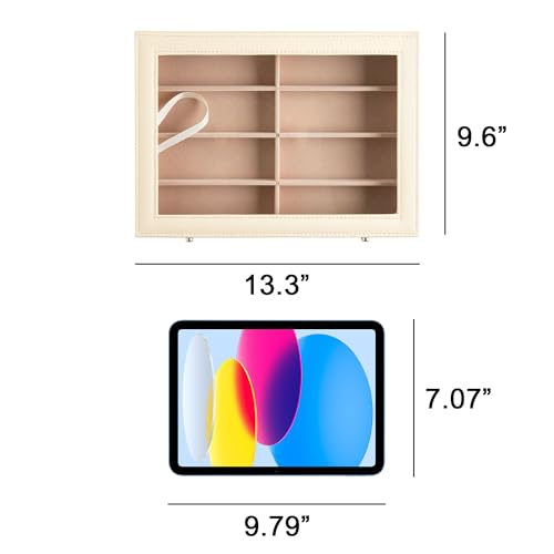 Frebeauty 8-Slot Sunglass Organizer,Sunglass Holder with Clear Lid - color: Beige, size: With Lid