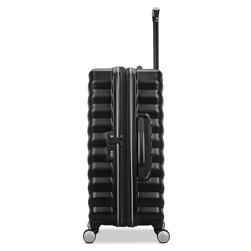 Samsonite Hard-Sided 24-Inch Lightweight Checked Medium Expandable Element Suitcase: Durable, 360° Spinner Wheels, Adjustable Telescopic Handle, TSA-Approved Lock - Alpine Black - color: Alpine Black, size: 24-Inch Checked-Medium