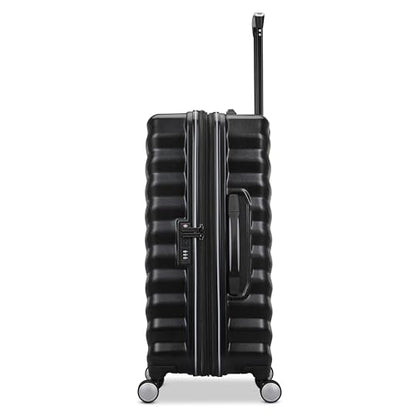 Samsonite Hard-Sided 24-Inch Lightweight Checked Medium Expandable Element Suitcase: Durable, 360° Spinner Wheels, Adjustable Telescopic Handle, TSA-Approved Lock - Alpine Black - color: Alpine Black, size: 24-Inch Checked-Medium