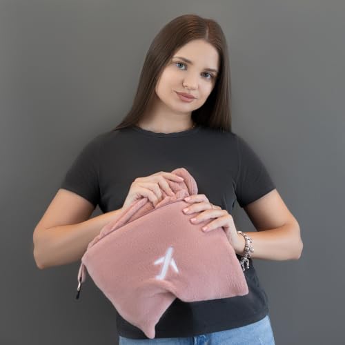 BlueHills Premium Soft Plush Mini Travel Blanket Pillow Car Dusty Rose Pink - color: Pink-m02