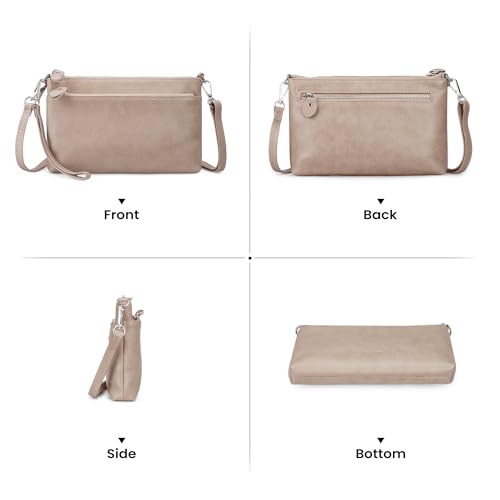 befen Genuine Leather Wristlet Clutch Wallet Purses with RFID Blocking - color: Nude