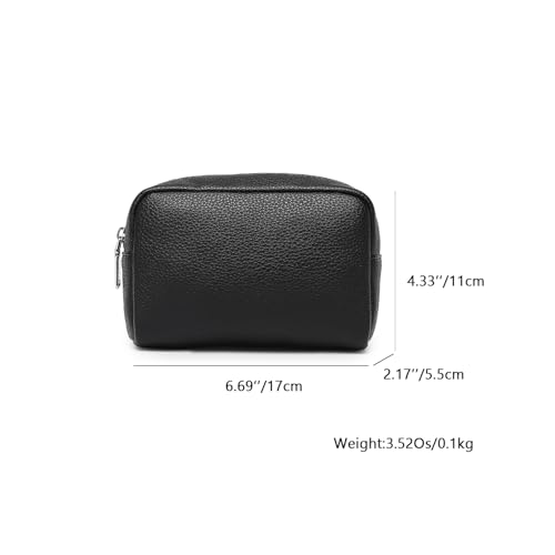 Makeup Bag for Purse Travel Cosmetic Bag (PU Black) - color: Black