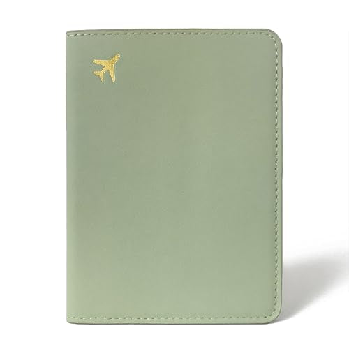 Passport Holder for Travel Essentials RFID Blocking PU Leather - color: Sage Green