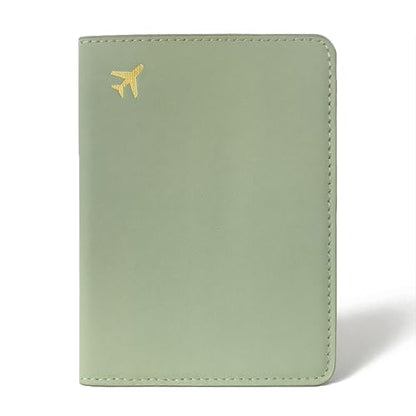 Passport Holder for Travel Essentials RFID Blocking PU Leather - color: Sage Green