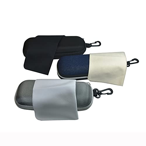 Unisex Semi-Hard Shell Eyeglasses Cases(3 Pack), Protective Case For Glasses - color: 3*blcak/Silver/Cowboy