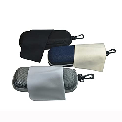 Unisex Semi-Hard Shell Eyeglasses Cases(3 Pack), Protective Case For Glasses - color: 3*blcak/Silver/Cowboy