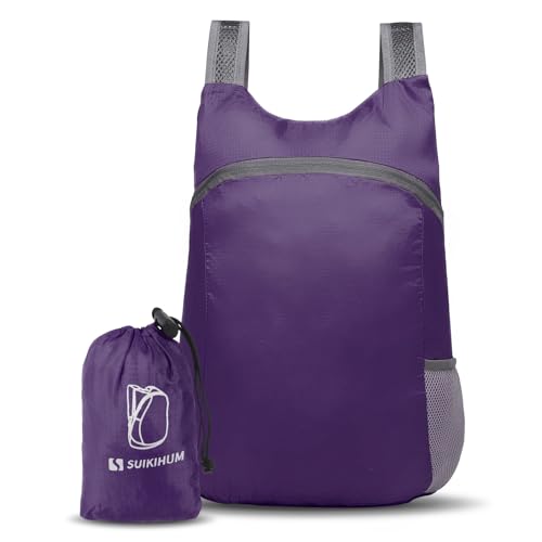 Ultra Lightweight Hiking-Daypack,Foldable Travel Packable Backpack - color: Purple