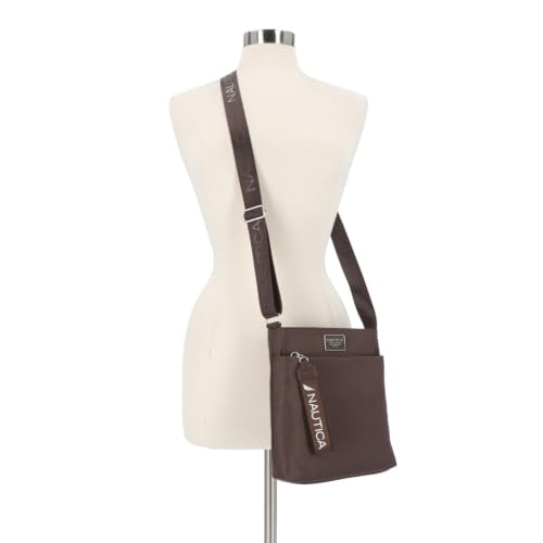 Nautica Diver Nylon Small Women's Crossbody Bag Purse with Adjustable Shoulder Strap - color: Espresso