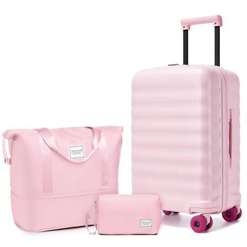 Carry On Luggage Set 3 Piece, Carry-on Suitcase With Wheels - color: DT-Pink