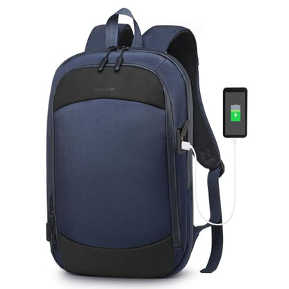 15.6 Inch Expandable Laptop Backpack Water Resistant Blue - color: Blue