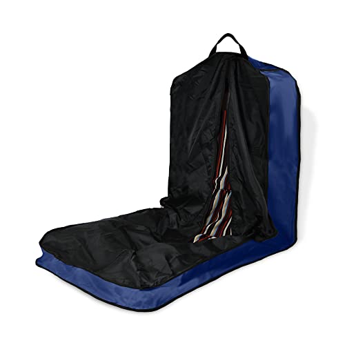 Dalix 60" Foldable Garment Bag Suits Cover Dresses w Front Pocket - color: Navy Blue