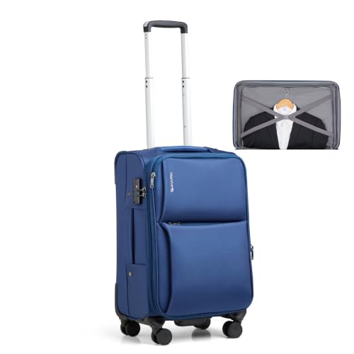 Hanke Carry On Luggage 22x14x9 Airline Approved with Garment Compartment - color: Blue, size: 20 Inch Carry on