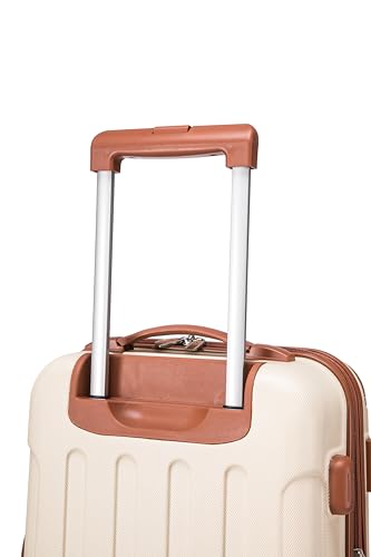 Rockland London Hardside 2 Piece Spinner Wheel Luggage Set, Carry-On 20" and Tote 14", White - color: White with Brown Trim, size: 2 Piece (20"/14" Tote)