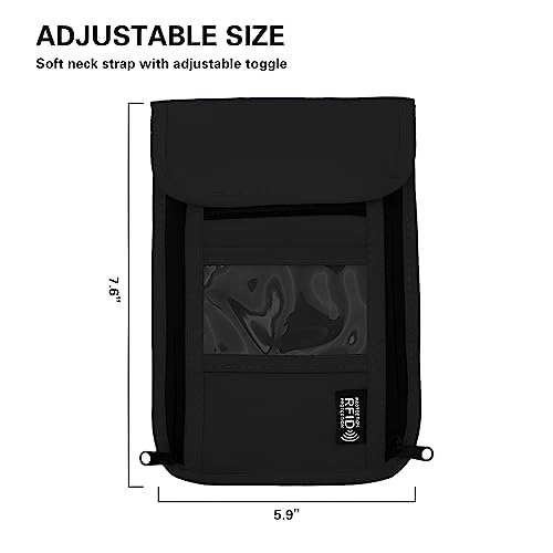 Travel Neck Wallet with RFID Blocking - color: PVC Black