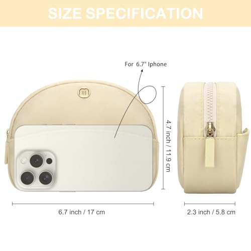 Small Travel Makeup Bag, Nylon Cosmetic Toiletry Organizer Pouch (beige) - color: beige
