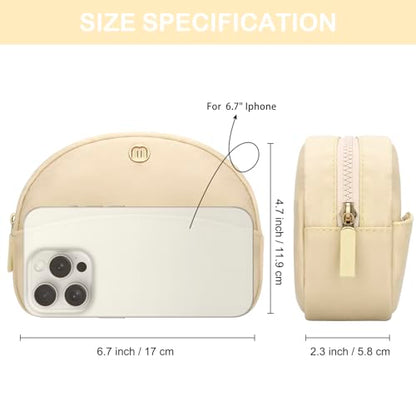 Small Travel Makeup Bag, Nylon Cosmetic Toiletry Organizer Pouch (beige) - color: beige