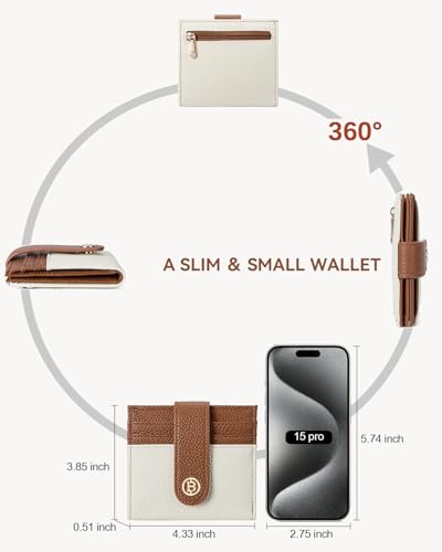 BOSTANTEN Slim Wallet Women Small RFID Blocking Credit Card Holder - color: 0-Beige＆Brown