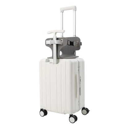 CNCEST 20" Adjustable Double Handle Ride-on Luggage,Travel Carry On Trolley Case with Mesh Pocket for Kids,Children's Ride On Suitcase with Wheels & TSA Lock (StyleB, White) - color: White, style: Styleb