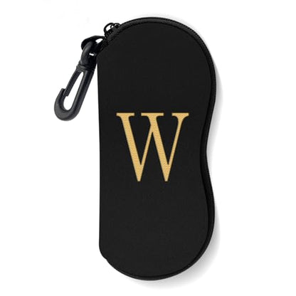 Initial Sunglasses Soft Case, Ultra Light Portable Neoprene Zipper Glasses Case for Men Women - color: Letter-w
