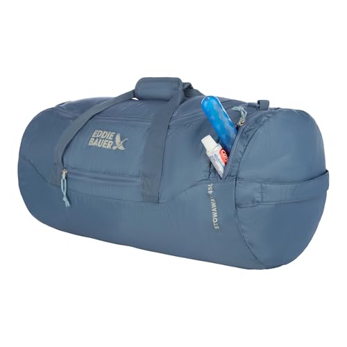 Eddie Bauer Stowaway Packable Duffel Bag | Travel | Foldable | Lightweight | Durable | Ripstop Polyester, 45L, Tile Blue - color: Tile Blue