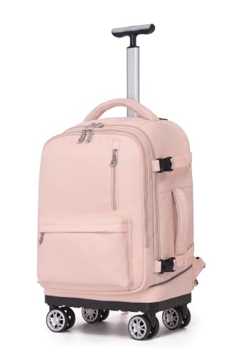 NEW TILAMI 19 Inch Rolling Backpack 4 Spinner Wheels for School, Pink - color: Pink