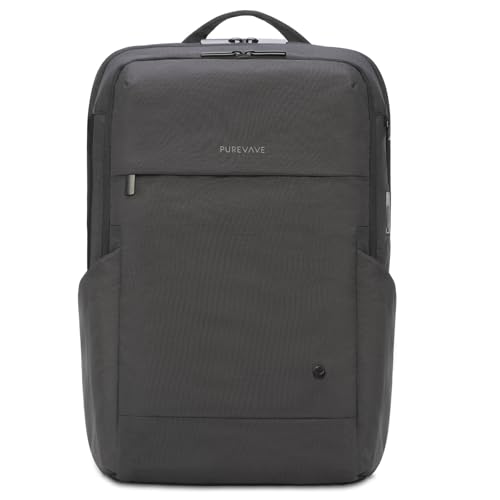 PUREVAVE Laptop Backpack 27L Water Resistant USB Port Travel Work Black - color: Sable Black