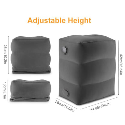 Maliton Inflatable Travel Foot Rest Pillow, Small Size (Dark Grey, 1 Pack) - color: Dark Grey, size: 1 Pack-S