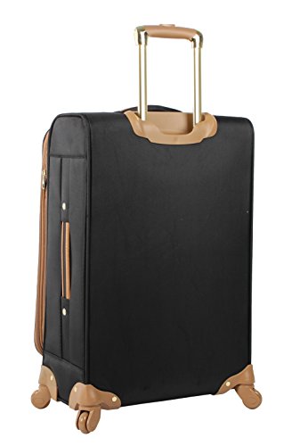 Steve Madden Designer Luggage Collection - Lightweight 24 Inch Expandable Softside Suitcase - Mid-size Rolling 4-Spinner Wheels Checked Bag (Harlo Black) - color: Harlo Black