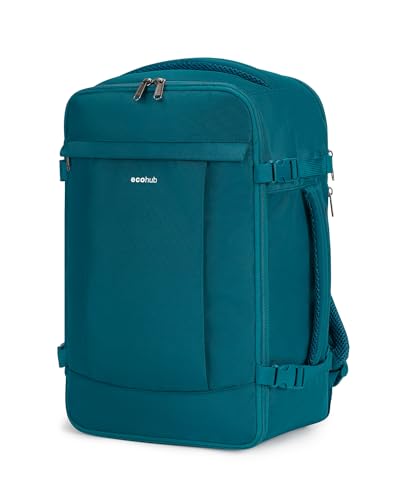ECOHUB Travel Backpack Airlines Approved Personal Item Bag Carry On Backpack - color: Blue Green, size: 17 inch underseat
