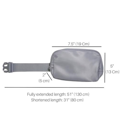 Mini Nylon Belt Bag Fanny Pack Crossbody, Light Grey - color: Light Grey