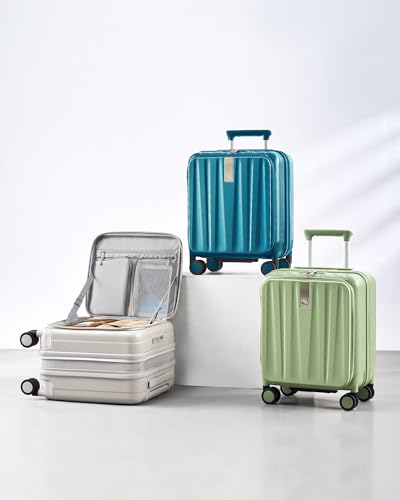 Hanke Top Opening Carry-On - Expandable 16 Inch Airline Approved Spinner - color: Bamboo Green, size: 16 Inch Expandable