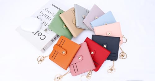 Airkit Small Wallet Women RFID, PU Leather Card Holder with Keychain - color: Black