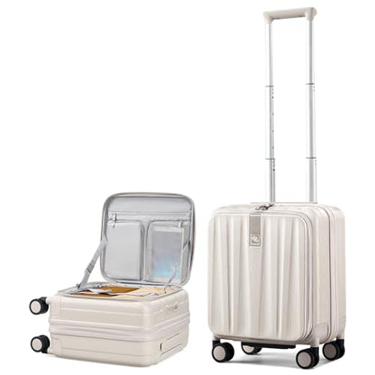 Hanke Top Opening Carry-On - Expandable 16 Inch Airline Approved Spinner - color: Ivory White, size: 16 Inch Expandable