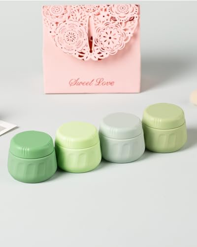 Mrsdry Travel Containers for Toiletries, TSA Approved Travel Size Toiletries 4 Pack, Refillable Containers, With Clear Bag, Leak Proof Silicone Jars, Essentials Creams Jars Carrying Small Items - color: Water Green, size: 1 OZ (30ML)