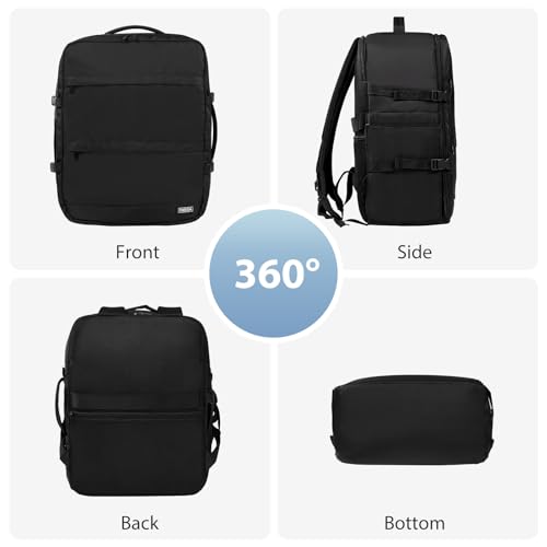 Fmeida Travel Backpack for Men Airplane Flight Approved Personal Item Bag - color: Black, size: Large