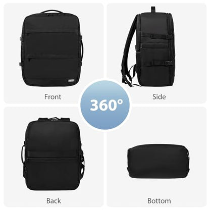 Fmeida Travel Backpack for Men Airplane Flight Approved Personal Item Bag - color: Black, size: Large