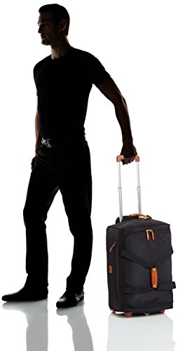 Bric’s X-Bag 21” Rolling Duffel, Water-Resistant Recycled Nylon Carry-On with Silent Wheels & Leather Details - color: Black