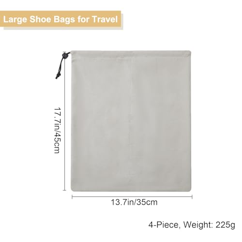 4 Pcs Shoe Bags for Travel, Shoes Pouch with Partition Design & Drawstring - color: Grey