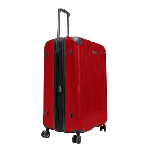 Flying Axis Collection Lightweight Hardside Expandable 8-Wheel Spinner Luggage, Cherry Red, 28-Inch Checked - color: Cherry Red, size: 28-Inch Checked